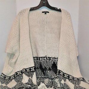 Tribal Pattern Cardigan Top- Tunic Fringe Poncho Kimono One Size